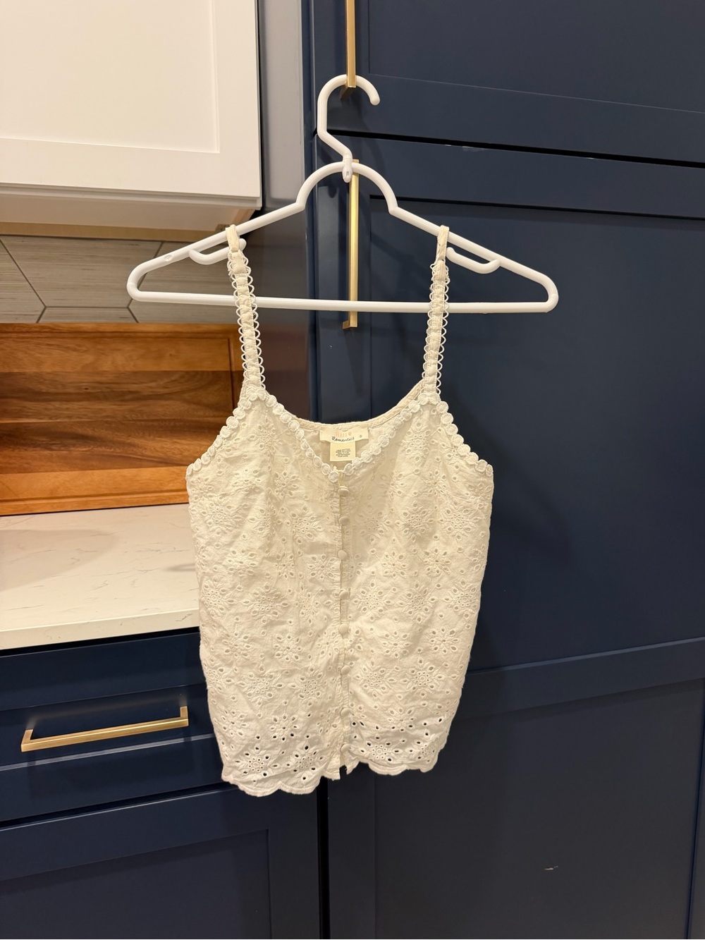 White Eyelet Button-Front Tank Top